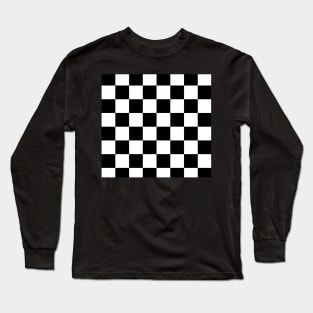 Checkerboard Design Pattern, Black and White Long Sleeve T-Shirt